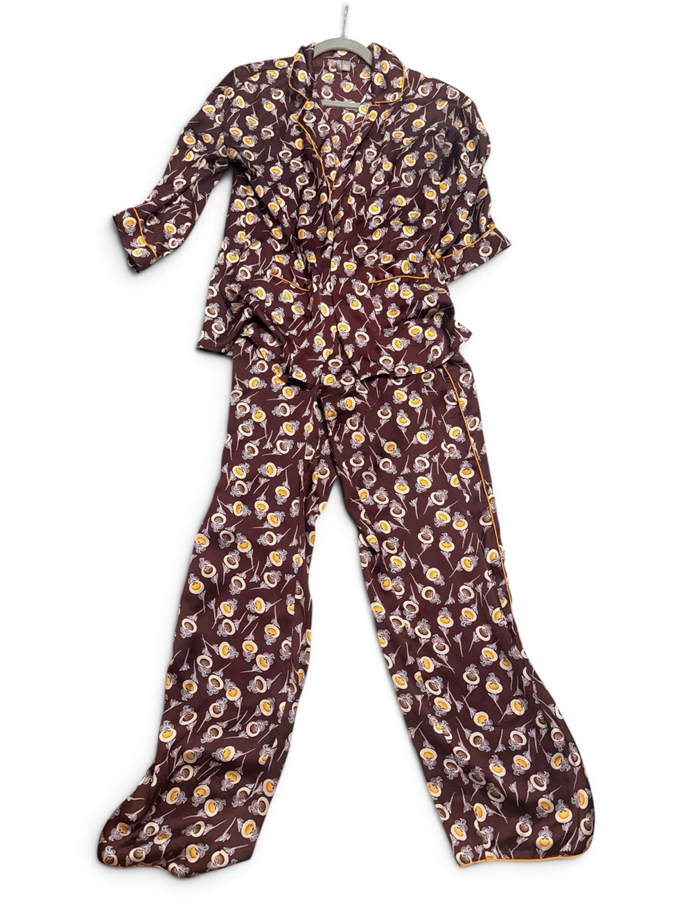 Chelsea28 Purple Floral Satin Pajama Set 2 Piece Size Small